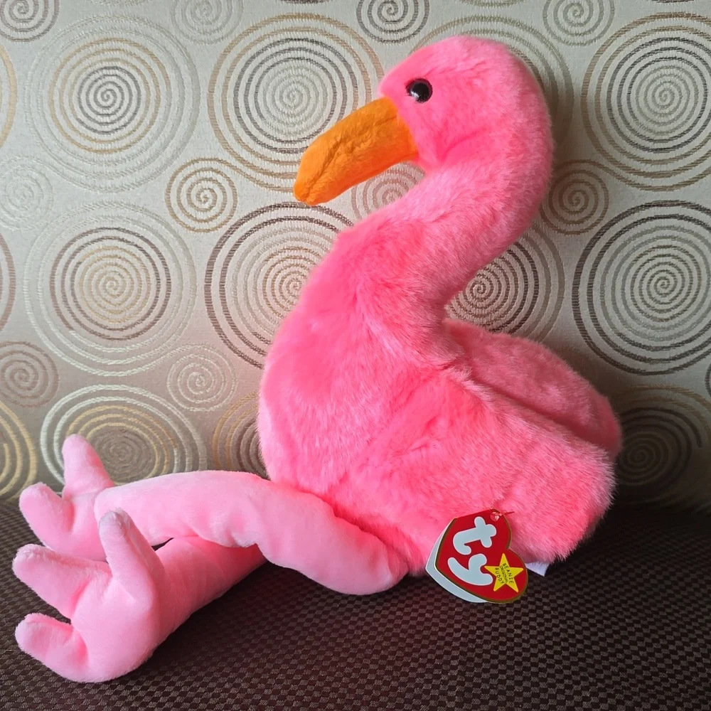 Pinky 🦩Ty Flamingo Bird🦩 Lg Plush Beanie Buddy🦩Kids Toy Rare Collectible, NWT - Picture 8 of 11